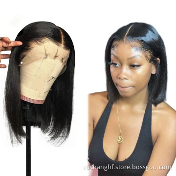 Wholesale Short Brazilian Hair Bob Wigs Straight Virgin Hair Lace Front Human Hair Wigs For Black Women